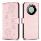 For Huawei Mate 60 Four-leaf Embossed Leather Phone Case(Pink) - 1