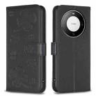 For Huawei Mate 60 Pro / 60 Pro+ Four-leaf Embossed Leather Phone Case(Black) - 1