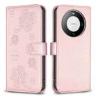 For Huawei Mate 60 Pro / 60 Pro+ Four-leaf Embossed Leather Phone Case(Pink) - 1