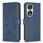 For Honor 90 5G Four-leaf Embossed Leather Phone Case(Blue) - 1