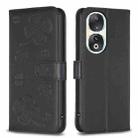 For Honor 90 5G Four-leaf Embossed Leather Phone Case(Black) - 1