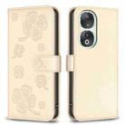 For Honor 90 5G Four-leaf Embossed Leather Phone Case(Gold) - 1