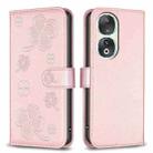 For Honor 90 5G Four-leaf Embossed Leather Phone Case(Pink) - 1