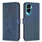 For Honor 90 Lite / X50i Four-leaf Embossed Leather Phone Case(Blue) - 1