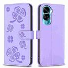 For Honor 90 Lite / X50i Four-leaf Embossed Leather Phone Case(Purple) - 1