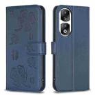 For Honor 90 Pro Four-leaf Embossed Leather Phone Case(Blue) - 1