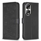 For Honor 90 Pro Four-leaf Embossed Leather Phone Case(Black) - 1