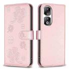 For Honor 90 Pro Four-leaf Embossed Leather Phone Case(Pink) - 1