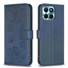 For Honor X6a Four-leaf Embossed Leather Phone Case(Blue) - 1