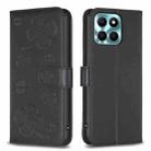 For Honor X6a Four-leaf Embossed Leather Phone Case(Black) - 1