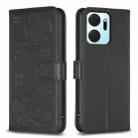 For Honor X7a Four-leaf Embossed Leather Phone Case(Black) - 1