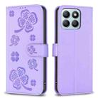 For Honor X8b Four-leaf Embossed Leather Phone Case(Purple) - 1