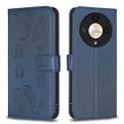 For Honor X9b/Magic6 Lite 5G Four-leaf Embossed Leather Phone Case(Blue) - 1