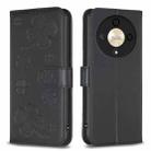 For Honor X9b/Magic6 Lite 5G Four-leaf Embossed Leather Phone Case(Black) - 1