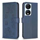 For Honor X7b Four-leaf Embossed Leather Phone Case(Blue) - 1