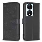 For Honor X7b Four-leaf Embossed Leather Phone Case(Black) - 1