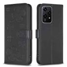 For Honor 200 Lite Global Four-leaf Embossed Leather Phone Case(Black) - 1