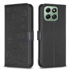 For Honor X6b Four-leaf Embossed Leather Phone Case(Black) - 1