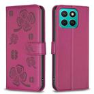 For Honor X8c 4G Four-leaf Embossed Leather Phone Case(Rose Red) - 1