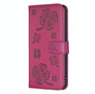 For Honor X8c 4G Four-leaf Embossed Leather Phone Case(Rose Red) - 2