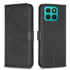For Honor X8c 4G Four-leaf Embossed Leather Phone Case(Black) - 1