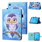 For Samsung Galaxy Tab A9 Coloured Drawing Stitching Smart Leather Tablet Case(Blue Owl) - 1