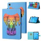 For Samsung Galaxy Tab A9 Coloured Drawing Stitching Smart Leather Tablet Case(Colorful Elephant) - 1