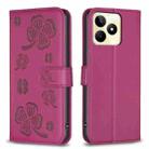 For Realme C53 Four-leaf Embossed Leather Phone Case(Rose Red) - 1