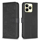 For Realme C53 Four-leaf Embossed Leather Phone Case(Black) - 1