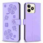 For Realme C53 Four-leaf Embossed Leather Phone Case(Purple) - 1