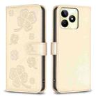 For Realme C53 Four-leaf Embossed Leather Phone Case(Gold) - 1