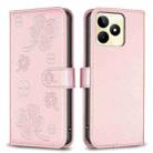 For Realme C53 Four-leaf Embossed Leather Phone Case(Pink) - 1