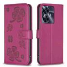 For Realme C55 Four-leaf Embossed Leather Phone Case(Rose Red) - 1