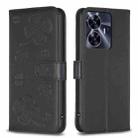 For Realme C55 Four-leaf Embossed Leather Phone Case(Black) - 1