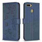 For OPPO A7 Four-leaf Embossed Leather Phone Case(Blue) - 1