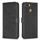 For OPPO A7 Four-leaf Embossed Leather Phone Case(Black) - 1