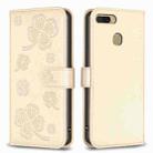 For OPPO A7 Four-leaf Embossed Leather Phone Case(Gold) - 1