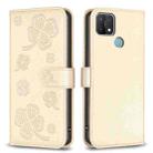 For OPPO A15 Four-leaf Embossed Leather Phone Case(Gold) - 1