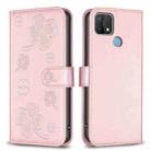 For OPPO A15 Four-leaf Embossed Leather Phone Case(Pink) - 1