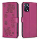 For OPPO A16 / A16s / A54s Four-leaf Embossed Leather Phone Case(Rose Red) - 1