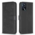 For OPPO A16 / A16s / A54s Four-leaf Embossed Leather Phone Case(Black) - 1