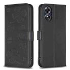 For OPPO A17 Four-leaf Embossed Leather Phone Case(Black) - 1