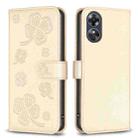 For OPPO A17 Four-leaf Embossed Leather Phone Case(Gold) - 1