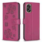 For OPPO A38 / A18 4G Four-leaf Embossed Leather Phone Case(Rose Red) - 1