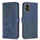 For OPPO A38 / A18 4G Four-leaf Embossed Leather Phone Case(Blue) - 1