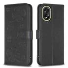 For OPPO A38 / A18 4G Four-leaf Embossed Leather Phone Case(Black) - 1