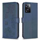 For OPPO A57 4G Four-leaf Embossed Leather Phone Case(Blue) - 1