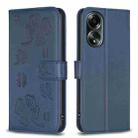 For OPPO A58 4G Four-leaf Embossed Leather Phone Case(Blue) - 1