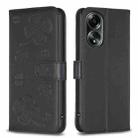 For OPPO A58 4G Four-leaf Embossed Leather Phone Case(Black) - 1