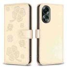 For OPPO A58 4G Four-leaf Embossed Leather Phone Case(Gold) - 1